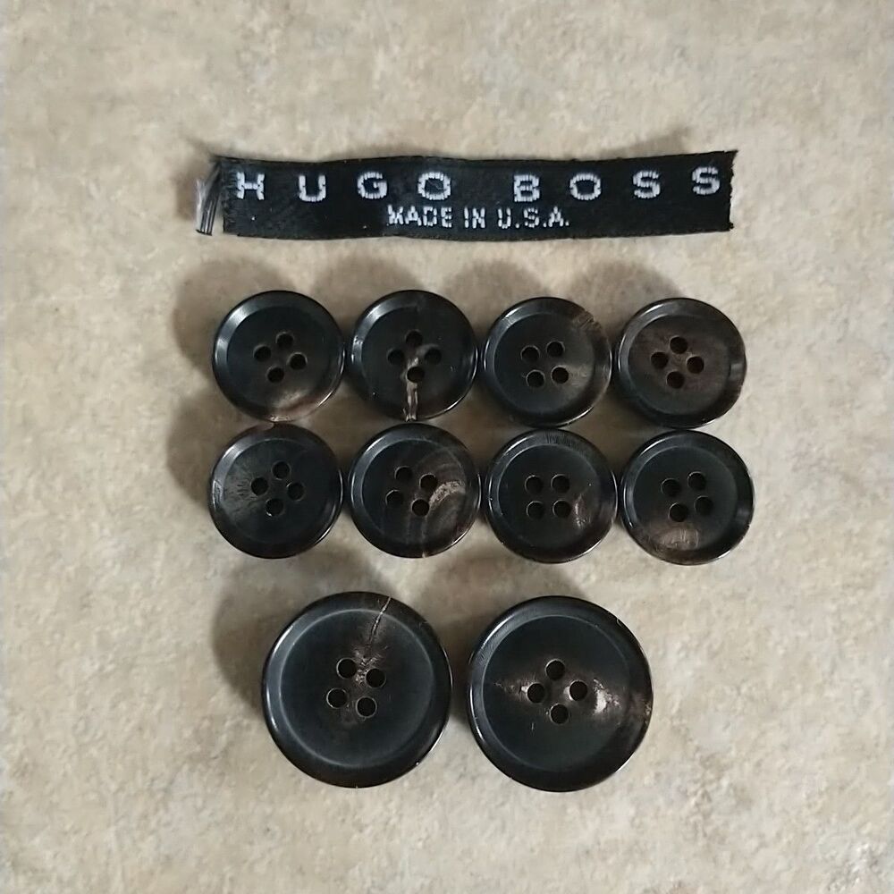Hugo Boss Replacement Buttons 10x Brown Horn Effect 4 Holes For Blazer